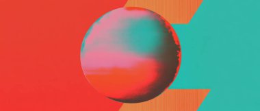 Merkezdeki boş alan çarpıcı geometrik dizayn ve renklerle kişiselleştirmeyi davet eder.