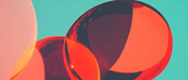 Büyük daireler örtüşüyor, parlak renkler ve geometrik şekillerle dinamik ve modern bir tasarım yaratıyor..