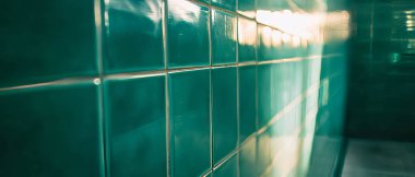 Keskin kenarlı yeşil metro fayansları şık bir iç mekanda klasik ve zarif bir zemin oluşturur..