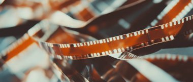 Toz parçacıkları ve lifler eskimiş bir film yüzeyine işlenir ve kumlu dokusuna vurgu yapar..