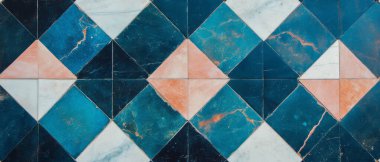 Sofistike geometrik kiremitler modern bir arkaplanda temiz çizgiler ve canlı renkler sergiliyor.