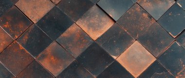 Bronz elmas karolar, sanat deco arka planına karşı metalik bir pırıltı sergiliyor..