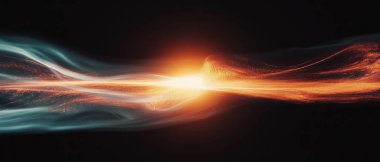 Enerji alanlarının soyut desenleri canlı renkler ve hareketlerle yayılır ve titreşir.