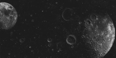 Yüzey dokusu kraterlerle ve çeşitli jeolojik oluşumlarla Ay 'ın atmosferinin özünü dramatik bir şekilde yansıtan karmaşık ay tozunun detaylarını ortaya koyuyor..