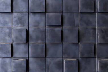 Kalıplaşmış yüzey, koyu renk tonlarında derinlik ve kontrastı gösteren, kareli ve kareli bir desen gösterir.