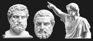 Sanat ve tasarım projeleri için klasik yarım ton kolajı. Vektör illüstrasyonu