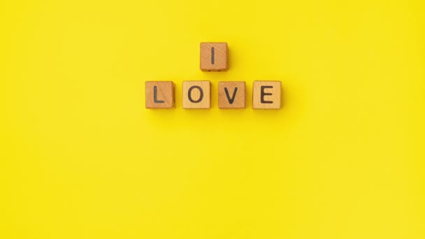 Stop Motion Wooden Cubes Phrase Love You Baby Maybe Empty — Αρχείο Βίντεο