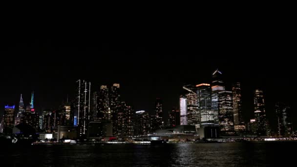 Nattutsikt Över Modern Urban Arkitektur Landskap Häpnadsväckande Panoramautsikt Över Nattens — Stockvideo