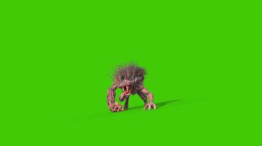 Mane Canavarı Uzun Dişliler Yeşil Ekran 3B Canlandırmasına Saldırıyor
