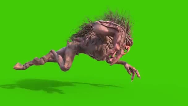 Mane Monster Długie Kły Runcycle Green Screen Loop Animacja Renderowania — Wideo stockowe