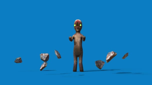 Monster Scp 173 Kauhu Creepypasta Rocks Sininen Näyttö Animaatio — kuvapankkivideo