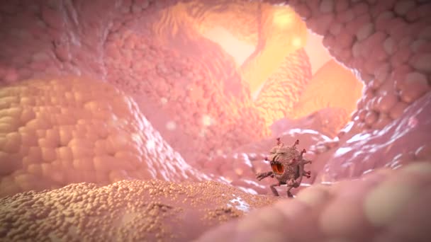 Virus Monster Covid19 Angriper Cellen Rendering Animation — Stockvideo