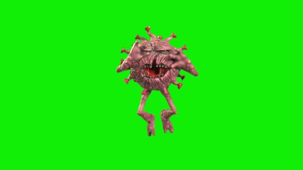 Virus Monster Covid19 Buclă Aer Ecran Verde Rendering Animation — Videoclip de stoc