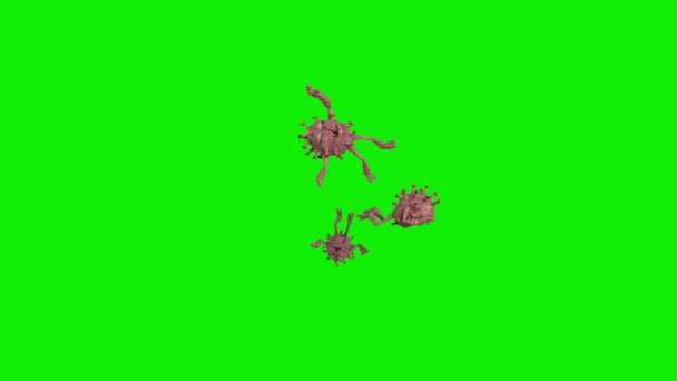 Virus Monster Covid19 Upp Air Loop Grön Skärm Rendering Animation — Stockvideo