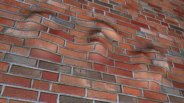 可怕的头部砖墙恐怖的3D渲染动画 — 图库视频影像