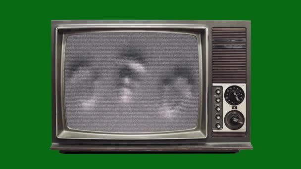 Страшные Телевизионные Ужасы Шум Зеленого Экрана Рендеринга Анимирования — стоковое видео