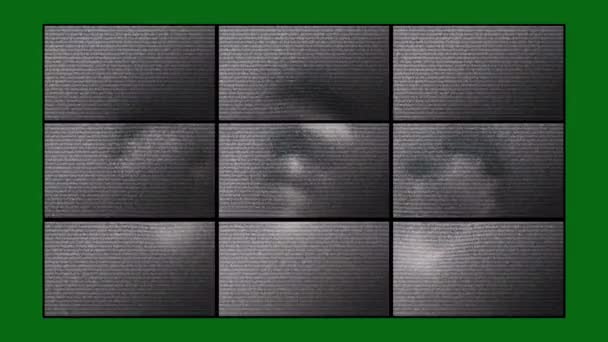 Страшный Голова Видео Ужасы Шум Зеленого Экрана Рендеринга Анимирования — стоковое видео