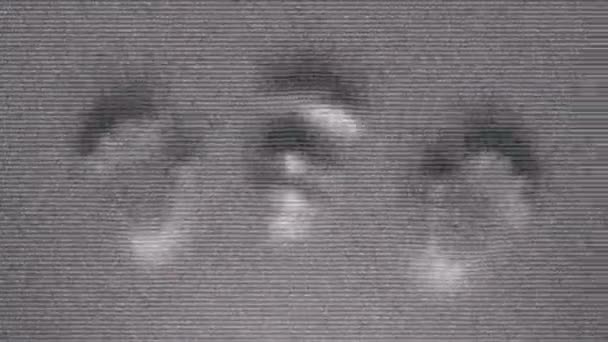 可怕的头部视频恐怖噪音3D渲染动画 — 图库视频影像