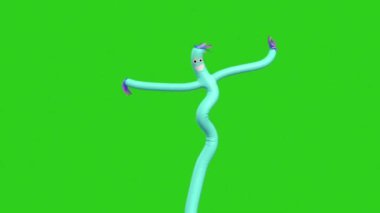 Tek Wacky Dalgalanan Şişirilebilir Tüplü Adam 3D Rending Yeşil Ekran
