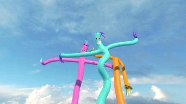 Wacky Waving Inflatable Tube Man Sky Rendering Green Screen — Stock video