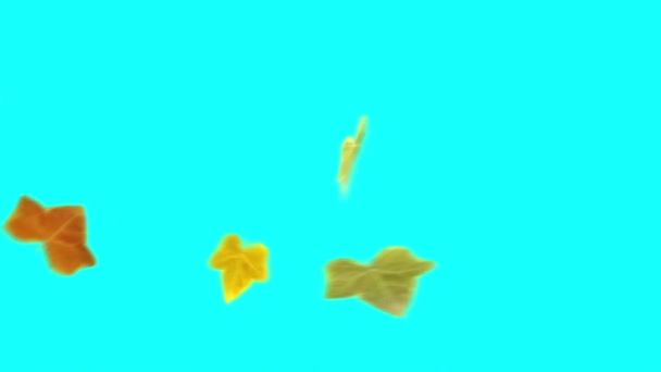 Autumn Leaves Flying Blue Screen Front Rendeings Animations Nature Royalty Free Stock Video