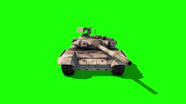 Tank Animasyon İzleri Askeri Devriye Önde Yeşil Ekran 3D Canlandırma