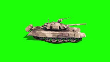 Tank Animasyon Parçaları Tepe Askeri Yeşil Ekran 3D Canlandırma