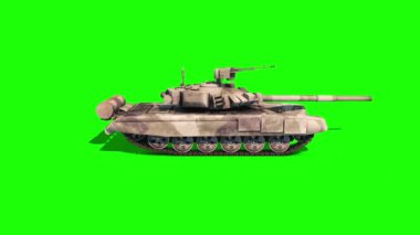 Tank Animasyon İzleri Askeri Devriye Yeşil Ekran 3D Canlandırma
