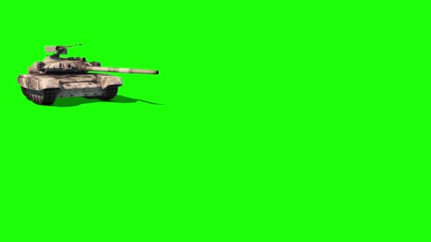 Tank Animated Tracks Military Patrolling Green Screen Rendering Animation — Stock Video