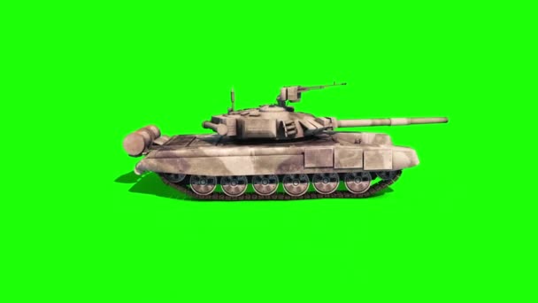 Tanque Animado Pistas Militar Pantalla Verde Renderizado Animación — Vídeo de stock
