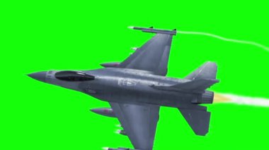 F-16 Savaş Uçağı Jet Yeşil Ekran Üst 3 boyutlu Hazırlama Arkaplanı