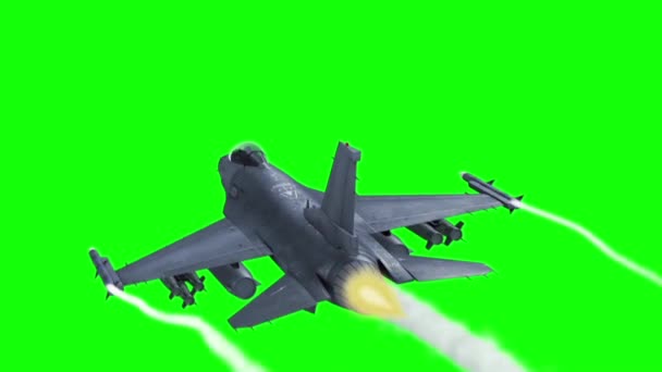 Fighting Aircraft Jet Écran Vert Retour Rendu Arrière Plan — Video