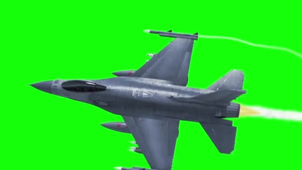Kampfflugzeuge Jet Green Screen Top Rendering Hintergrund lizenzfreies Stockvideo