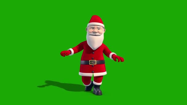 Weihnachtsmann Weihnachten Stealthy Walkcycle Green Screen Rendering Animation — Stockvideo