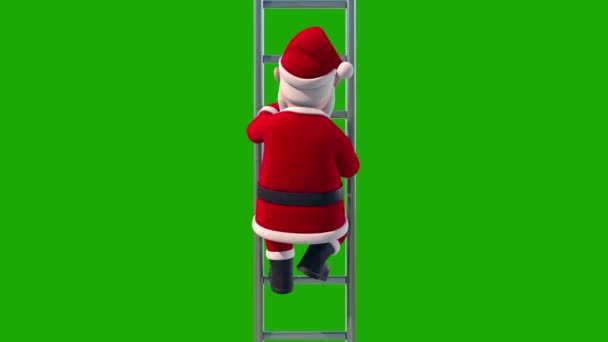 Noel Baba Yukarı Tırman Noel Yeşil Ekran Canlandırma — Stok video