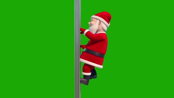 Santa Claus Side Climb Stairs Christmas Green Screen Rendering Animation — Stock video