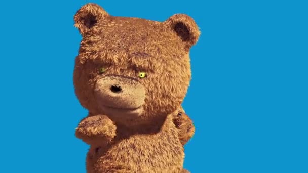 Teddybär Real Fur Attack Combat Blue Screen Renderings Animationen Videoclip