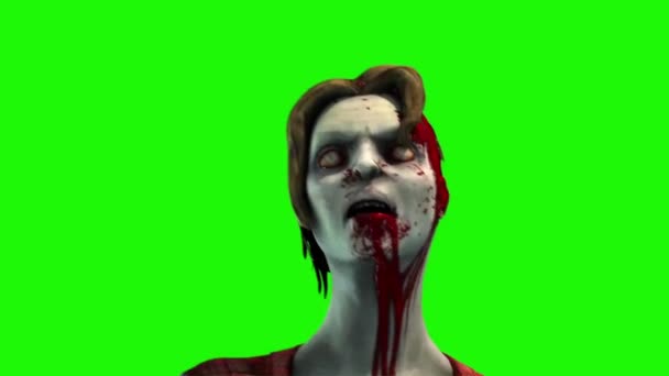 Zombie Frau Gesicht Walkcycle Green Screen Rendering Animation Videoclip