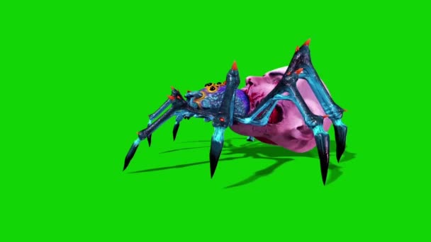 Spider Zombie Βγαίνει Από Έδαφος Πλευρά Πράσινο Οθόνη Αποτύπωση Animation — Αρχείο Βίντεο