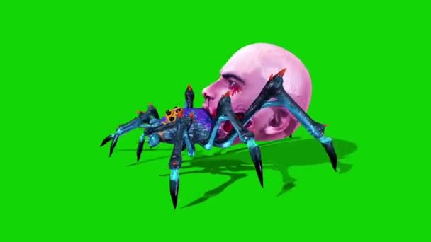 Spider Zombie Umiera Zielony Ekran Renderowania Animacji — Wideo stockowe