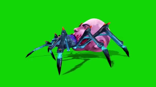 Spider Zombie Walkcycle Loop Сторона Зелений Екран Рендерингу Анімації — стокове відео