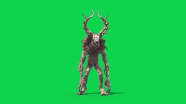 Wendigo Yeşil Ekran Çevreye Bakış 3B Canlandırma
