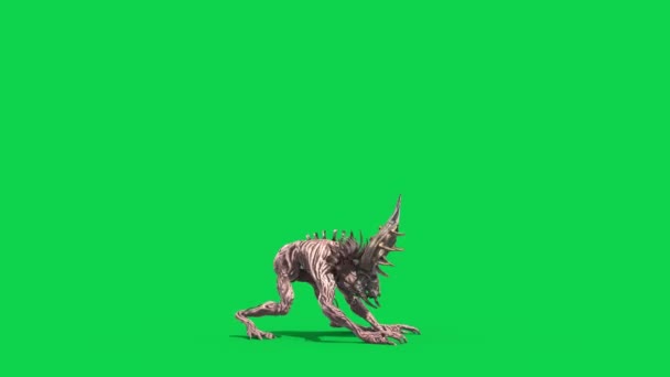 Wendigo Green Screen Angry Side Rendering Animatie — Stockvideo