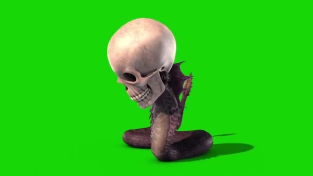 Snake Skull Ataca Animación Renderizado Bucle Pantalla Verde — Vídeos de Stock
