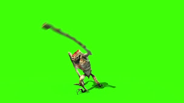 怪物外星人长腿攻击3D 动画绿色屏幕 — 图库视频影像