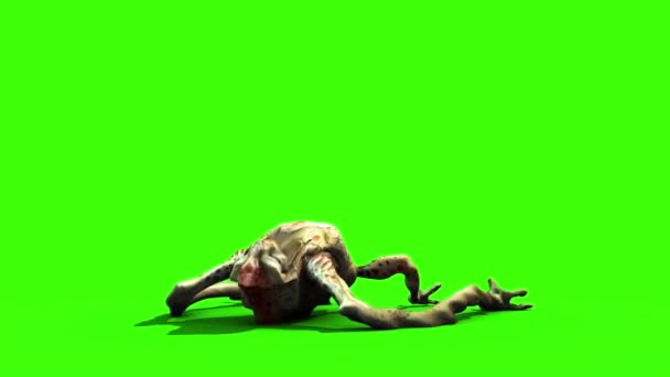 Monster Alien Langes Bein Sterben Zurück Animation Grüner Bildschirm — Stockvideo