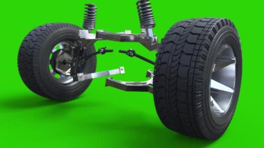 Tekerlekli Araç Yeşil Ekran 3D Görüntüleme Animasyon 4K