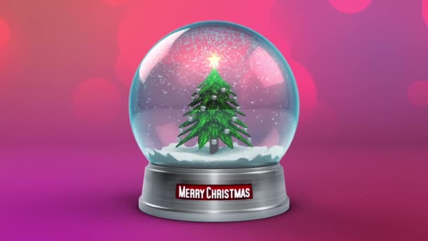 Snow Globe Christmas Tree Loop Animated Background Rendering Animation Royalty Free Stock Footage