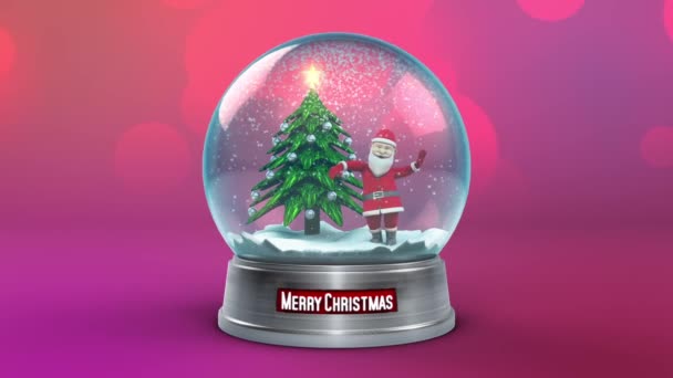 Snow Globe Santa Claus Dance Loop Animated Background Rendering Animation — Stock Video