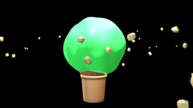 Dondurma Chocky Fındık Fındık Fıstığı Alfa Maç 3D Canlandırma